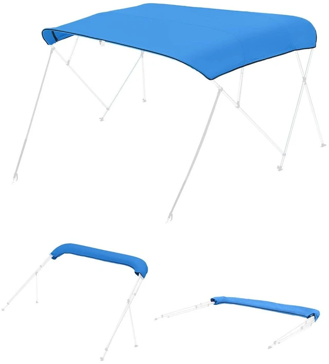 Main image of VEVOR 4 Bow Bimini Top Replacement Cover, 8 ft Long Durable 600D Marine Grade Waterproof Sun Shade Boat Canopy with Storage Boot, Easy Install Zipper Sleeve Awning, 96"L x (97"-103")W, Blue (No Frame)