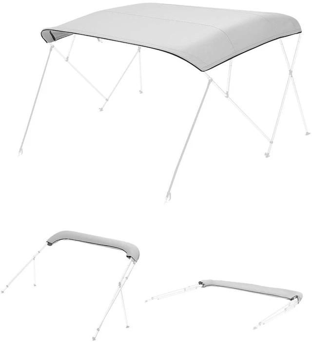 Main image of VEVOR 4 Bow Bimini Top Replacement Cover, 8 ft Long, Durable 600D Marine Grade Waterproof Sun Shade Boat Canopy with Storage Boot, Easy Install Zipper Sleeve Awning, 96"L x (91"-96")W, Gray (No Frame)