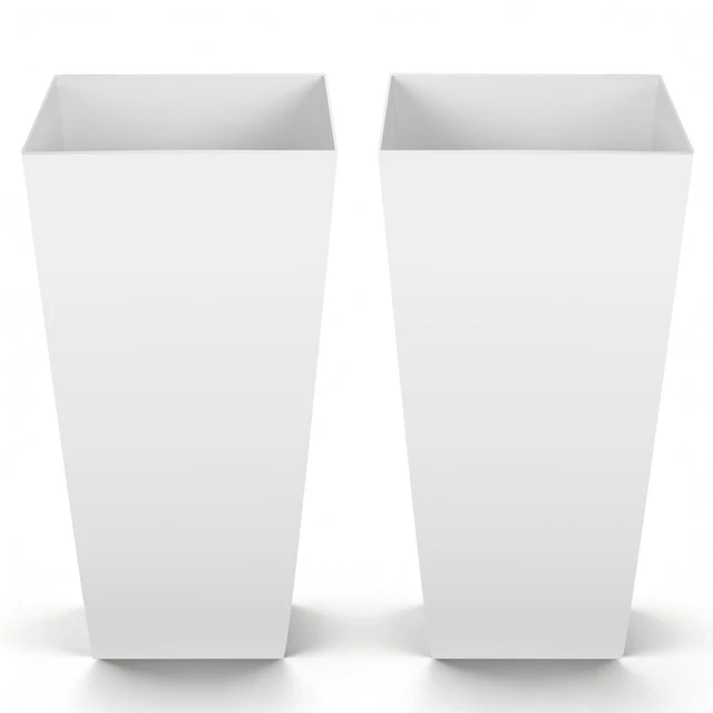 Main image of VEVOR Tall Planters Set of 2, 26 Inch Large Outdoor Taper Planters for Outdoor Indoor Plants, Front Porch Plastic Modern Flower Pots with Casters, Inner Pot & Drainage Holes for Patio, Garden, White