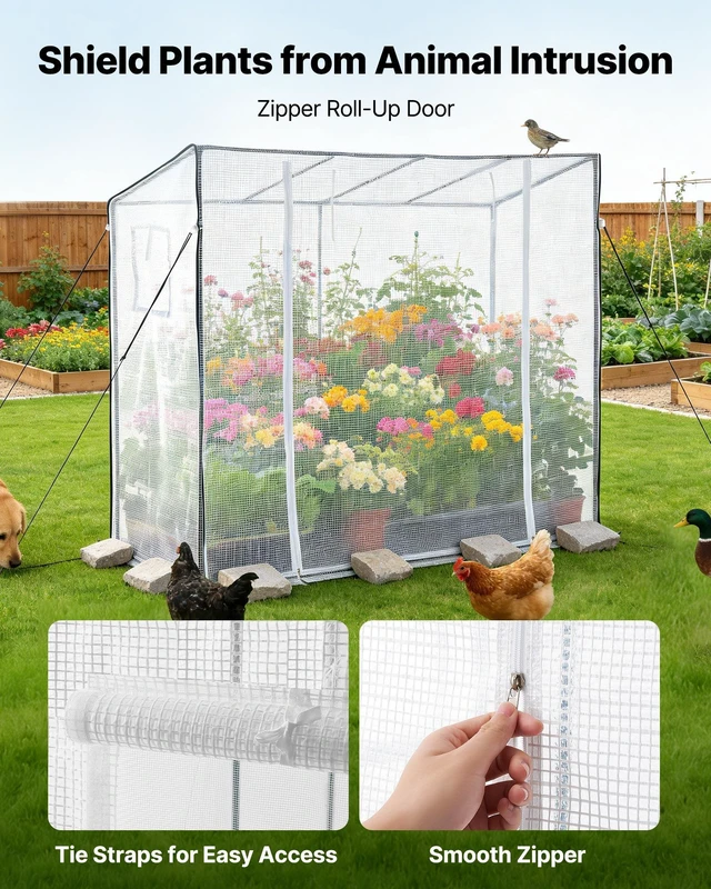 Alt view image 6 of 8 - VEVOR Walk-in Greenhouse, 76.8" x 30.3" x 66.1" Greenhouse for Outdoors with Windows, PE Cover, Roll-Up Zipper Door, Walk in Green House Kit, Portable Plant Garden Hot House for Backyard, Outside