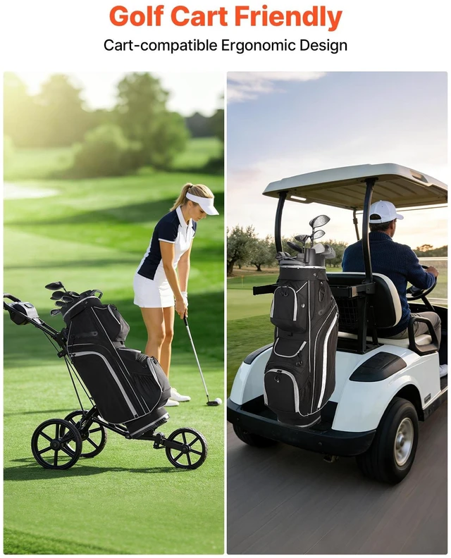 Alt view image 5 of 8 - VEVOR Golf Cart Bag, 14 Way Top Divider Organizer, Golf Club Bag with Full-length Divider, Storage Pockets, Shoulder Strap, Rain Hood, Smooth Zippers, High-Strength 900D Polyester for Men & Women
