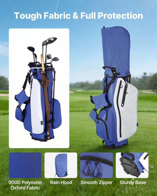 Alt view image 5 of 8 - VEVOR Golf Cart Bag, 7 Way Top Divider Organizer, Club Stand Bag with Full-length Divider, Handles, Dual Support Legs, Storage Pockets, Dual Shoulder Straps, Rain Hood, Lightweight for Men and Women