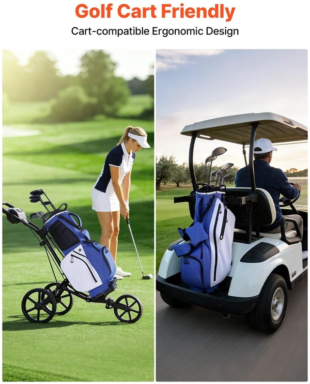 Alt view image 7 of 8 - VEVOR Golf Cart Bag, 7 Way Top Divider Organizer, Club Stand Bag with Full-length Divider, Handles, Dual Support Legs, Storage Pockets, Dual Shoulder Straps, Rain Hood, Lightweight for Men and Women