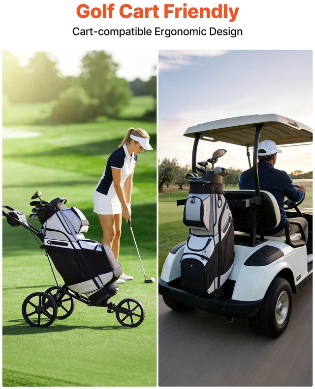 Alt view image 5 of 8 - VEVOR Golf Cart Bag, 14 Way Top Divider Organizer, Golf Club Bag with Full-length Divider, Handles, Storage Pockets, Shoulder Strap, Rain Hood, Smooth Zippers, Lightweight Polyester for Men & Women