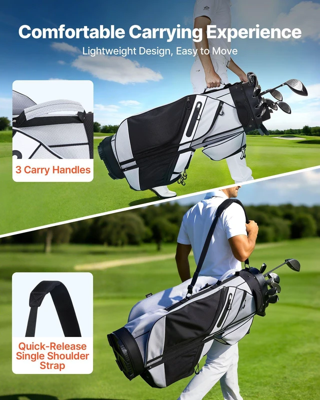 Alt view image 6 of 8 - VEVOR Golf Cart Bag, 14 Way Top Divider Organizer, Golf Club Bag with Full-length Divider, Handles, Storage Pockets, Shoulder Strap, Rain Hood, Smooth Zippers, Lightweight Polyester for Men & Women