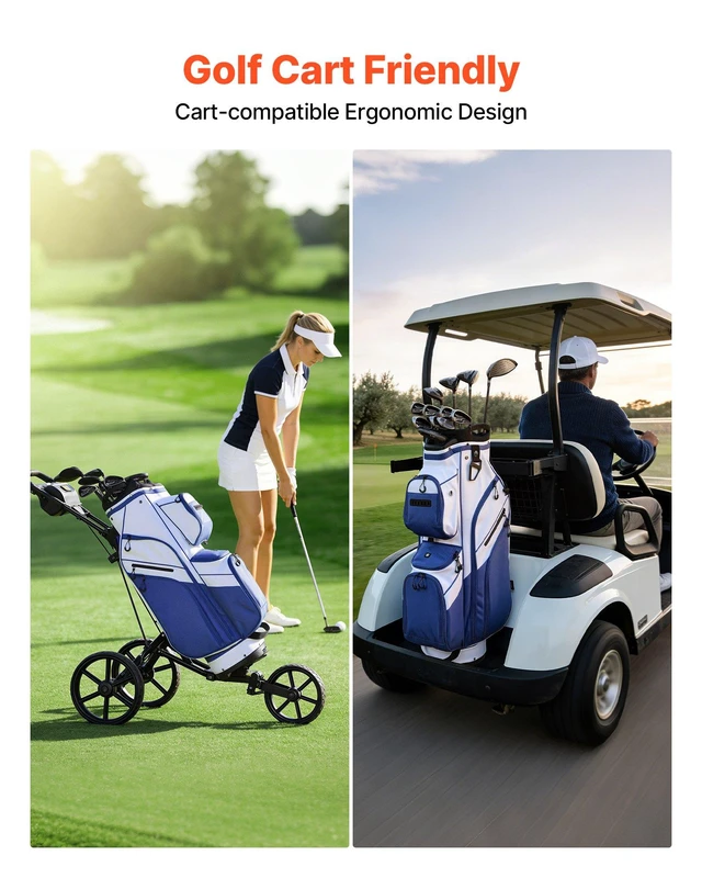 Alt view image 5 of 8 - VEVOR Golf Cart Bag, 15 Way Top Divider Organizer, Golf Club Bag with Full-length Divider, Storage Pockets, Ergonomic Shoulder Strap, Rain Hood, Smooth Zippers, Lightweight Polyester for Men & Women