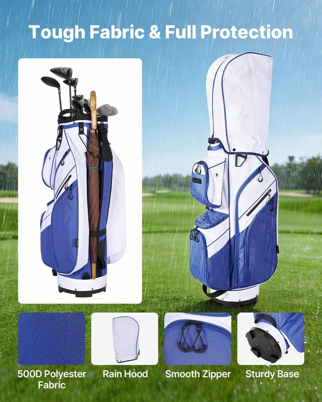 Alt view image 4 of 8 - VEVOR Golf Cart Bag, 15 Way Top Divider Organizer, Golf Club Bag with Full-length Divider, Storage Pockets, Ergonomic Shoulder Strap, Rain Hood, Smooth Zippers, Lightweight Polyester for Men & Women