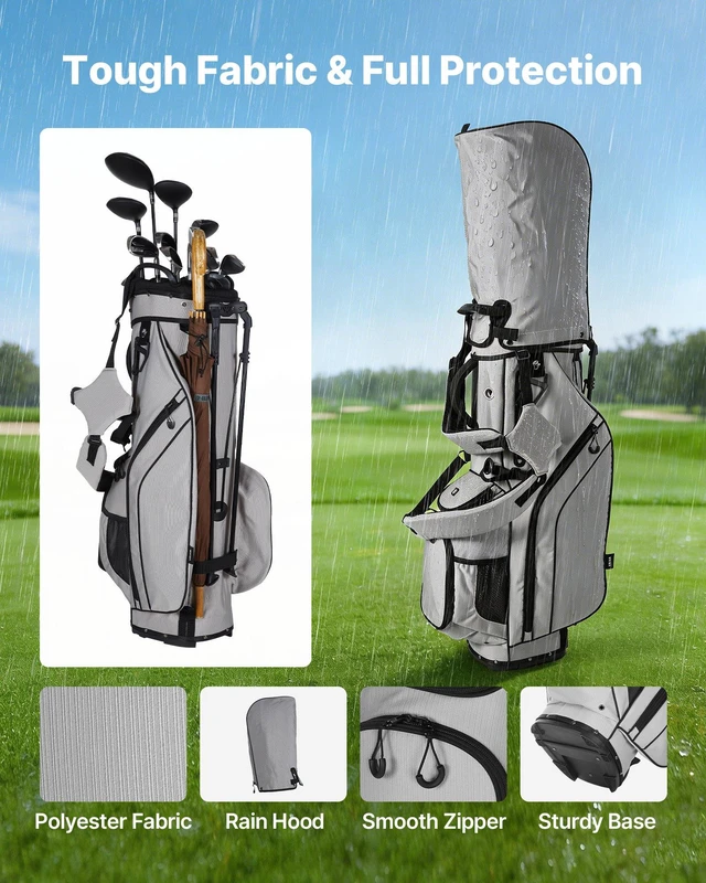 Alt view image 5 of 8 - VEVOR Golf Cart Bag, 14 Way Top Divider Organizer, 2-in-1 Golf Club Bag with Full-length Divider, Dual Shoulder Straps, Support Legs, Rain Hood, Storage Pockets, Lightweight Polyester for Men & Women