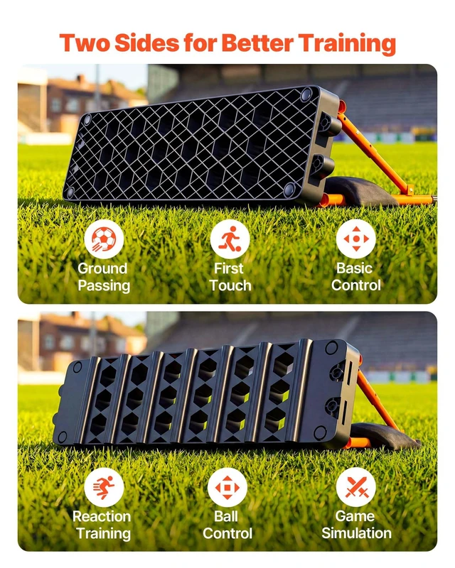 Alt view image 2 of 8 - VEVOR Soccer Rebounder Board, 37.4 x 9.8 in Portable Soccer Rebound Wall, Dual Surface Sports Kick Back Trainer, 3 Adjustable Angles, Easy Setup Ball Practice Equipment for Passing & Reaction Skills