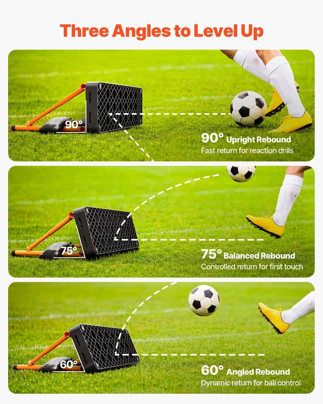 Alt view image 3 of 8 - VEVOR Soccer Rebounder Board, 37.4 x 9.8 in Portable Soccer Rebound Wall, Dual Surface Sports Kick Back Trainer, 3 Adjustable Angles, Easy Setup Ball Practice Equipment for Passing & Reaction Skills