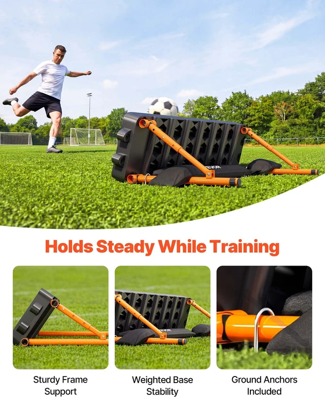 Alt view image 4 of 8 - VEVOR Soccer Rebounder Board, 37.4 x 9.8 in Portable Soccer Rebound Wall, Dual Surface Sports Kick Back Trainer, 3 Adjustable Angles, Easy Setup Ball Practice Equipment for Passing & Reaction Skills
