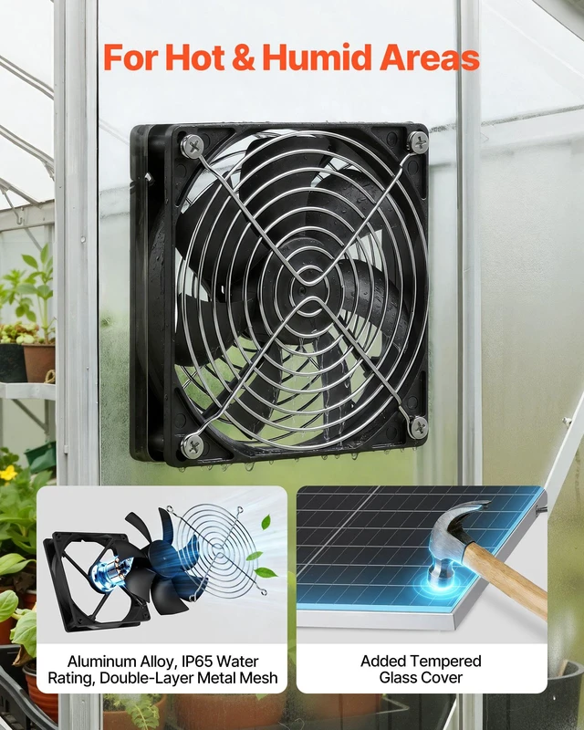 Alt view image 5 of 8 - VEVOR Solar Powered Fan, 30W Solar Panel with 2 Fans, Adjustable Solar Panel Angle, 2668 RPM High-Speed, Flexible Installation, Fast Air Exchange for Greenhouse, Grow Tents, Chicken Coops, Shelters
