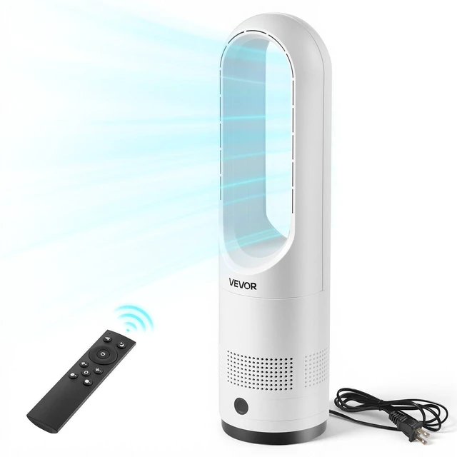 Main image of VEVOR Bladeless Tower Fan, 80° Oscillating Standing Fan, 8 Speeds & 9-Hour Timer, 15.42 ft High Velocity Floor Air Circulator, Powerful Airflow with Remote for Bedroom, Living Room, Home, Office,White