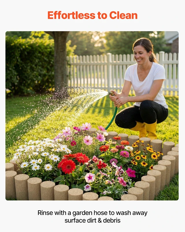 Alt view image 6 of 8 - VEVOR Faux Wood Landscape Edging, 13.7 ft Kit, No Dig Garden Edging Border, Blocks for Lawn, Flower Beds, Pathways, Yards, 4 Pack Each Section Has 10 Logs 41.14"L x 3.74"W x 7.48"H, 32 Spikes, Beige