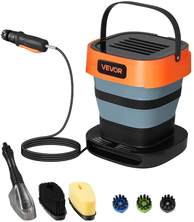 Main image of VEVOR Portable Cordless Pressure Washer with 2.64 Gal Tank, Foldable Power Washer 109 Max PSI, 3 Nozzles, Magnetic Sponge Brush & Soft Bristle Brush,78.7 in Hose, for Bike Cleaning, Patio, Camping