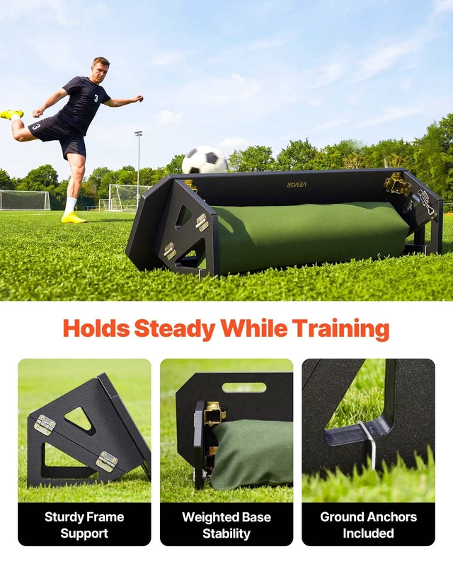 Alt view image 4 of 8 - VEVOR Soccer Rebounder Board, 40 x 12 in Portable Soccer Rebound Wall, HDPE Sports Kick Back Trainer, 3 Adjustable Angles, Easy Setup Ball Practice Training Equipment for Passing & Reaction Skills