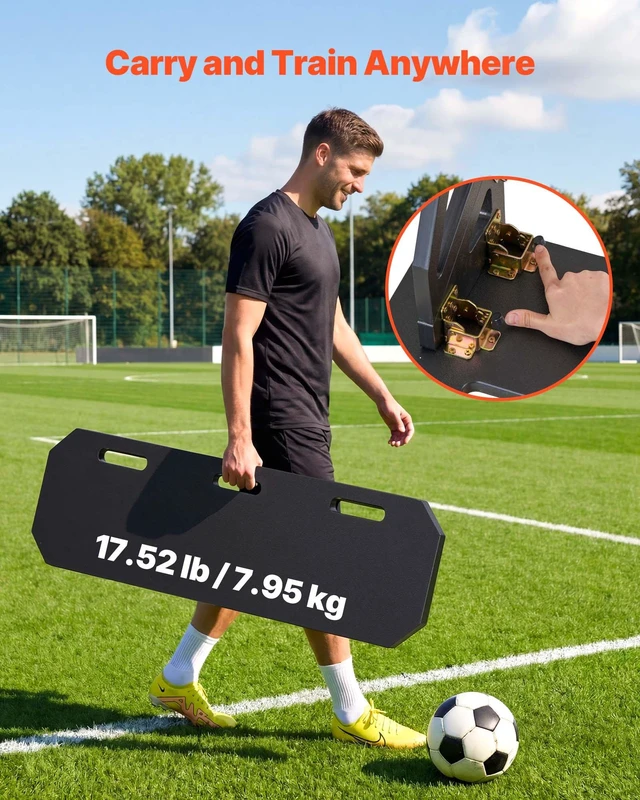 Alt view image 6 of 8 - VEVOR Soccer Rebounder Board, 40 x 12 in Portable Soccer Rebound Wall, HDPE Sports Kick Back Trainer, 3 Adjustable Angles, Easy Setup Ball Practice Training Equipment for Passing & Reaction Skills