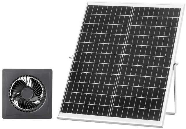 Main image of VEVOR Solar Powered Fan, 25W Solar Panel with 220 CFM Airflow, Adjustable Panel Angle, 2030 RPM High-Speed, Flexible Install, Fast Air Exchange for Greenhouse, Grow Tents, Chicken Coops, Shelters