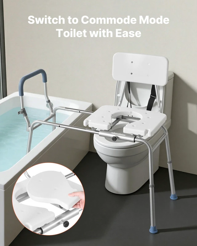 Alt view image 3 of 8 - VEVOR Sliding Shower Chair, 400 lbs Capacity Tub Transfer Bench for Bathtub, Heavy Duty Shower Bench with Arms and Backrest, Height Adjustable Seat for Handicap, Adults, Seniors, Elderly and Disabled