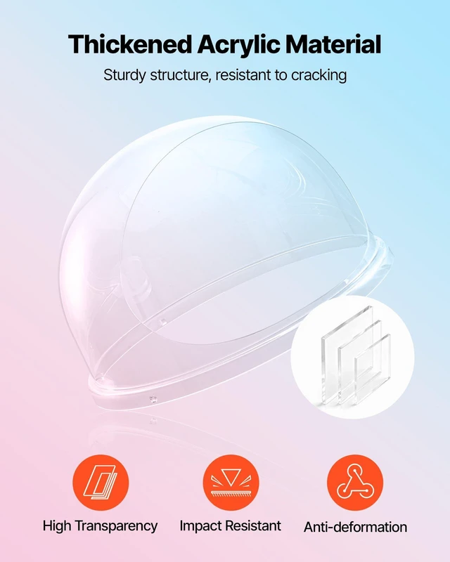 Alt view image 3 of 8 - VEVOR Cotton Candy Machine Cover, Transparent Acrylic Dome Bubble Shield, Cotton Candy Machine Bubble Shield Compatible with 20.5in Cottons Candies Machines Bowl for Party, Shops, Bottom Groove Design