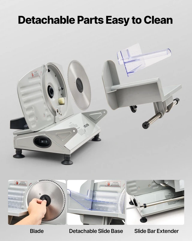 Alt view image 5 of 8 - VEVOR Meat Slicer, 6.7 inch 150W Electric Deli Slicer Machine with two SUS420 Blades, 0-0.6 inch Adjustable Thickness, ETL Certified Home Food-Slicer for Meat, Ham, Baguett, Steak, ETL Approved