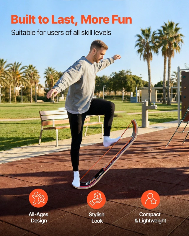 Alt view image 3 of 8 - VEVOR Balance Board, Wobble Board Trainer for Adults, Premium Wooden Curved Balance Training Equipment, Compact & Lightweight for Core Workouts, Standing Desk Exercise, Home Gym, Yoga & More, Orange