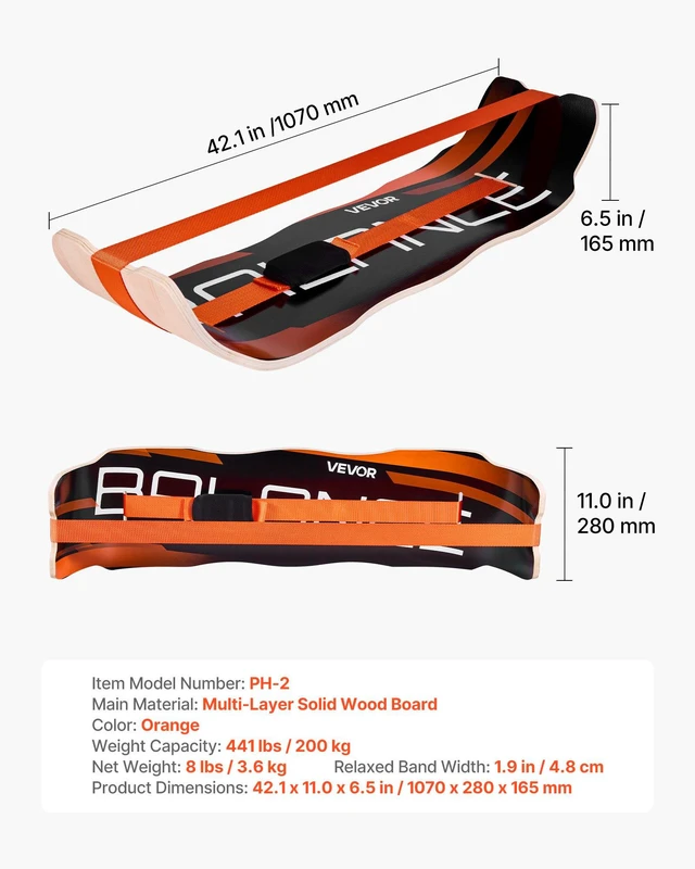Alt view image 7 of 8 - VEVOR Balance Board, Wobble Board Trainer for Adults, Premium Wooden Curved Balance Training Equipment, Compact & Lightweight for Core Workouts, Standing Desk Exercise, Home Gym, Yoga & More, Orange