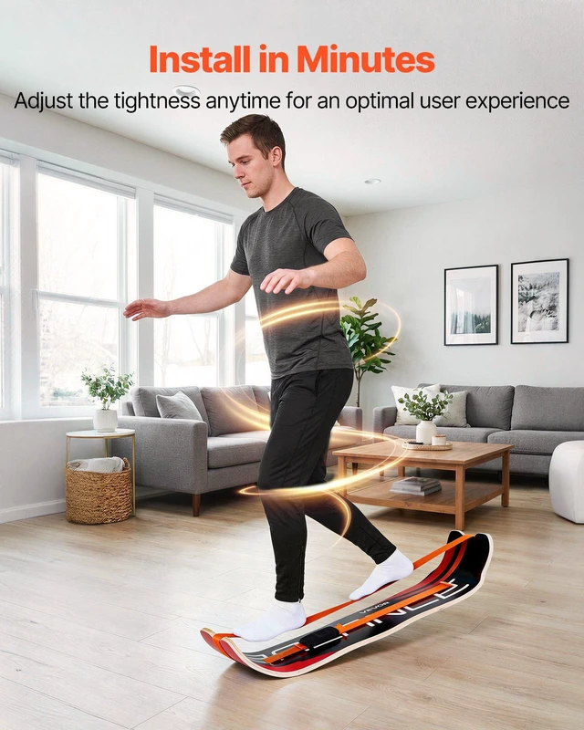 Alt view image 5 of 8 - VEVOR Balance Board, Wobble Board Trainer for Adults, Premium Wooden Curved Balance Training Equipment, Compact & Lightweight for Core Workouts, Standing Desk Exercise, Home Gym, Yoga & More, Orange
