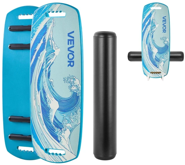 Main image of VEVOR Balance Board, Wobble Board Trainer for Adults, Premium Wooden Balance Training Equipment with Roller, Magnetic Stoppers, Storage Rack, for Core Workouts, Surf Trainer & Physical Therapy, Blue