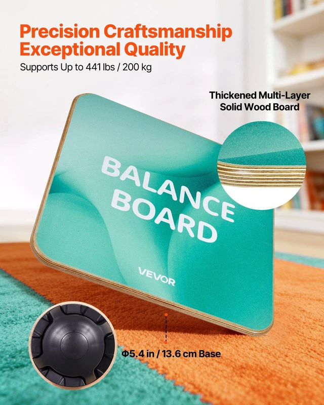 Alt view image 4 of 8 - VEVOR Balance Board, 360° Rotating Wobble Board Trainer for Adults 3-Level Adjustable, Wooden Balance Training Equipment, Slip-Resistant Surface for Core Workout, Standing Desk Exercise, Home Gym