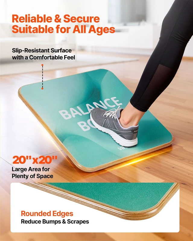 Alt view image 5 of 8 - VEVOR Balance Board, 360° Rotating Wobble Board Trainer for Adults 3-Level Adjustable, Wooden Balance Training Equipment, Slip-Resistant Surface for Core Workout, Standing Desk Exercise, Home Gym