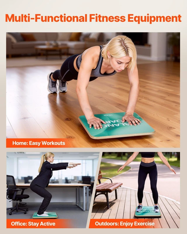 Alt view image 6 of 8 - VEVOR Balance Board, 360° Rotating Wobble Board Trainer for Adults 3-Level Adjustable, Wooden Balance Training Equipment, Slip-Resistant Surface for Core Workout, Standing Desk Exercise, Home Gym