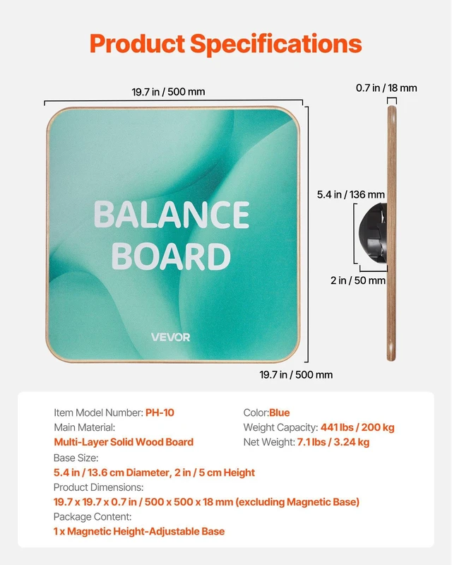 Alt view image 7 of 8 - VEVOR Balance Board, 360° Rotating Wobble Board Trainer for Adults 3-Level Adjustable, Wooden Balance Training Equipment, Slip-Resistant Surface for Core Workout, Standing Desk Exercise, Home Gym