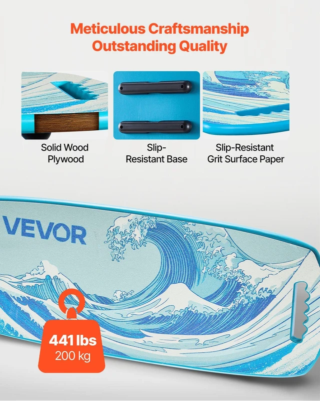 Alt view image 4 of 8 - VEVOR Balance Board, Wobble Board Trainer for Adults, Premium Wooden Balance Training Equipment with Roller, Magnetic Stoppers, Storage Rack, for Core Workouts, Surf Trainer & Physical Therapy, Blue