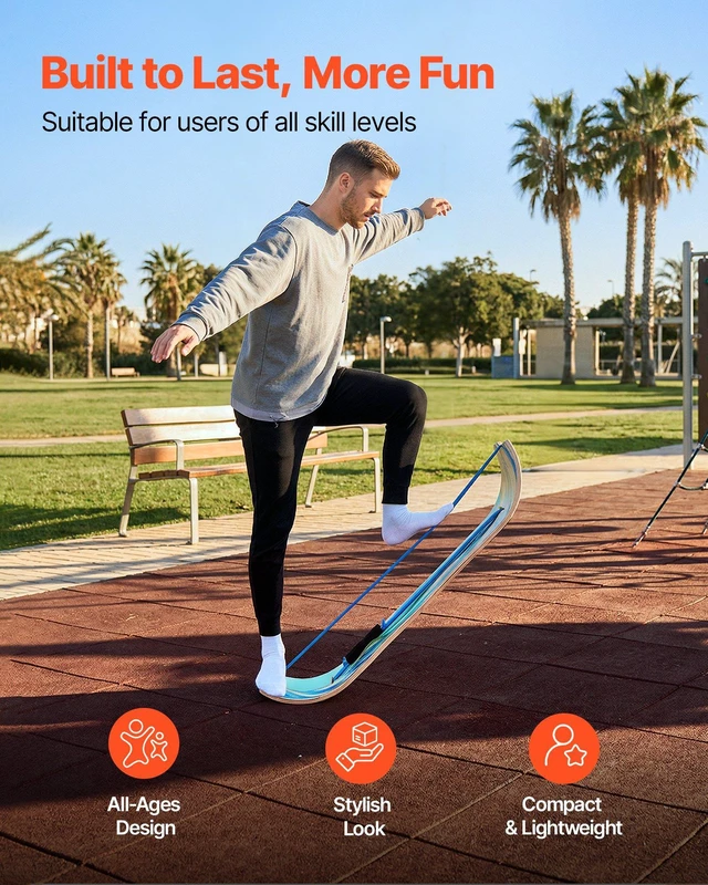 Alt view image 3 of 8 - VEVOR Balance Board, Wobble Board Trainer for Adults, Premium Wooden Curved Balance Training Equipment, Compact & Lightweight for Core Workouts, Standing Desk Exercise, Home Gym, Yoga & More, Blue