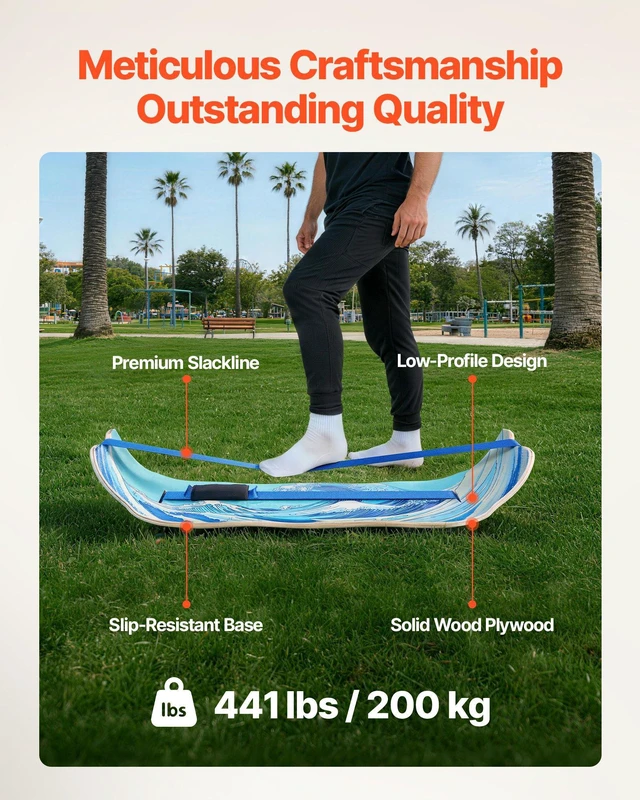 Alt view image 4 of 8 - VEVOR Balance Board, Wobble Board Trainer for Adults, Premium Wooden Curved Balance Training Equipment, Compact & Lightweight for Core Workouts, Standing Desk Exercise, Home Gym, Yoga & More, Blue