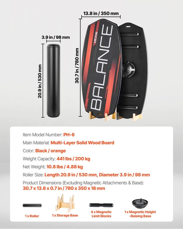 Alt view image 7 of 8 - VEVOR Balance Board, 3-Level Height Adjustable Wobble Board Trainer for Adults, Premium Wooden Balance Training Equipment, with Roller, Magnetic Stoppers, Storage Rack, for Core Workouts, Surf Trainer
