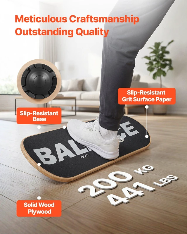 Alt view image 4 of 8 - VEVOR Balance Board, Wobble Board Trainer for Adults 3-Level Adjustable Base, Premium Wooden Balance Training Equipment, Slip-Resistant Surface for Core Workout, Standing Desk Exercise, Home Gym, Yoga