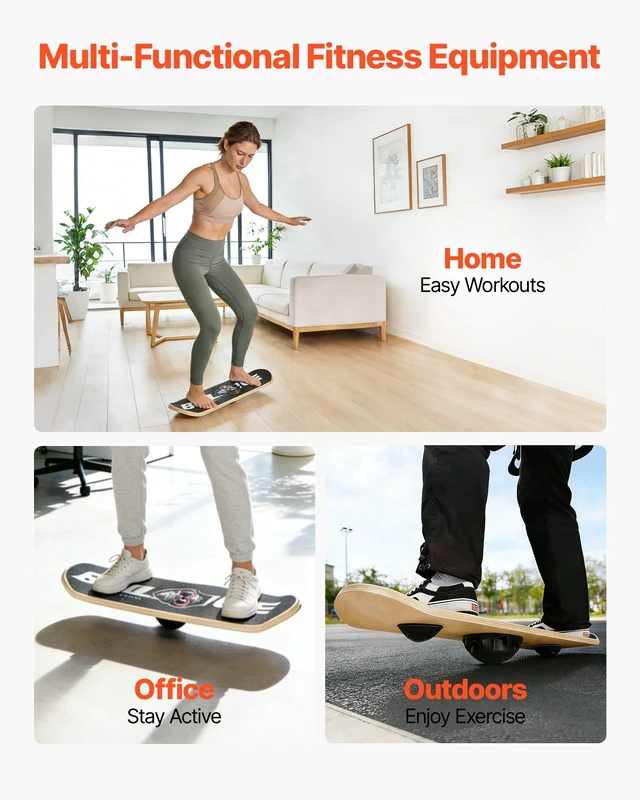 Alt view image 6 of 8 - VEVOR Balance Board, Wobble Board Trainer for Adults 3-Level Adjustable Base, Premium Wooden Balance Training Equipment, Slip-Resistant Surface for Core Workout, Standing Desk Exercise, Home Gym, Yoga