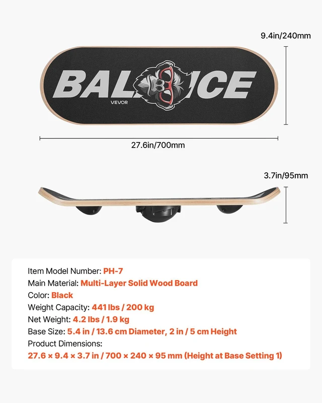 Alt view image 7 of 8 - VEVOR Balance Board, Wobble Board Trainer for Adults 3-Level Adjustable Base, Premium Wooden Balance Training Equipment, Slip-Resistant Surface for Core Workout, Standing Desk Exercise, Home Gym, Yoga