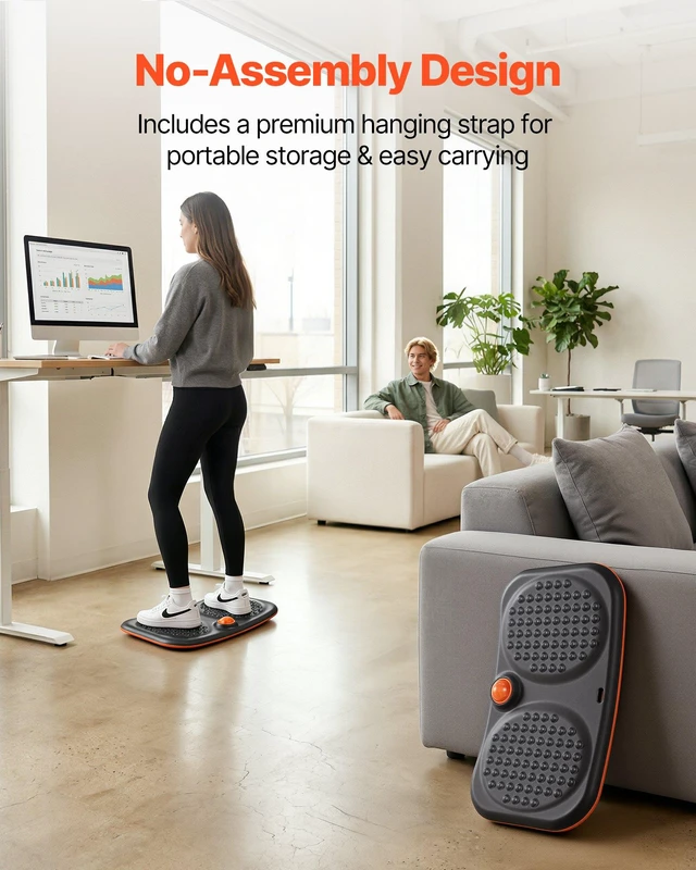 Alt view image 5 of 8 - VEVOR Balance Board, Wobble Board Trainer for Adults, Premium Balance Training Equipment Rocker, Compact & Lightweight for Core Workouts, Standing Desk Exercise, Home Gym, Office, Workstation, Black