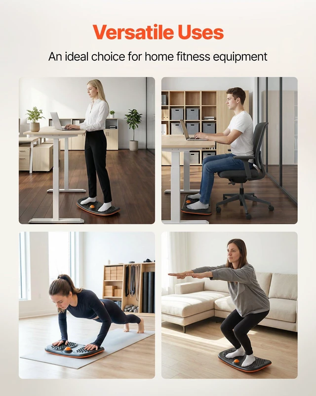 Alt view image 6 of 8 - VEVOR Balance Board, Wobble Board Trainer for Adults, Premium Balance Training Equipment Rocker, Compact & Lightweight for Core Workouts, Standing Desk Exercise, Home Gym, Office, Workstation, Black