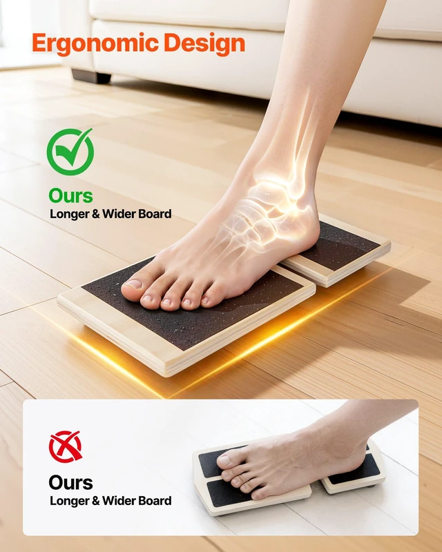 Alt view image 3 of 8 - VEVOR Balance Board, Wobble Board Trainer for Adults Foot & Ankle Strengthening, Non-Slip Wood Premium Wooden Balance Training Equipment, Compact with Storage Bag, Ideal for Physical Therapy Exercises