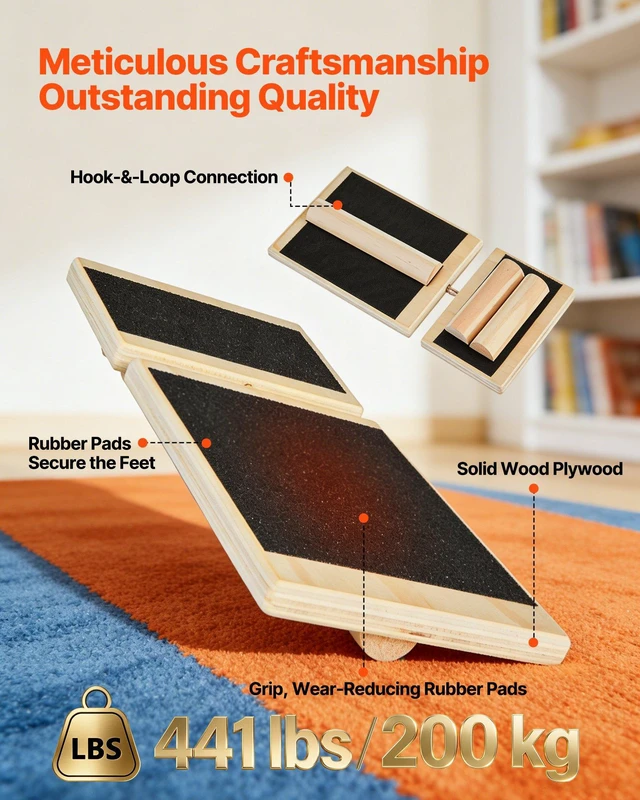 Alt view image 5 of 8 - VEVOR Balance Board, Wobble Board Trainer for Adults Foot & Ankle Strengthening, Non-Slip Wood Premium Wooden Balance Training Equipment, Compact with Storage Bag, Ideal for Physical Therapy Exercises