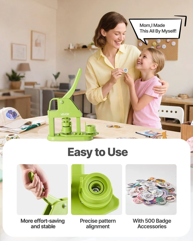 Alt view image 5 of 8 - VEVOR Button Maker Machine, 0.98 in, Plastic Pin Maker with 500pcs Button Parts, Mr. Panda Magic Book, Circle Cutter and Hex Wrenches, Reinforced Ergonomic Handle, for DIY Badges, Personalized Pins