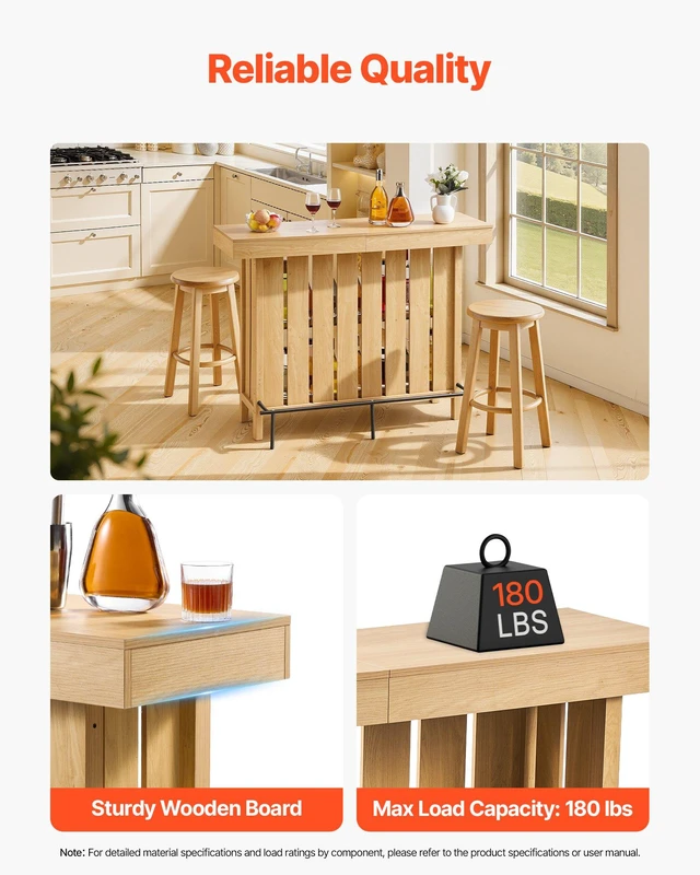 Alt view image 4 of 8 - VEVOR Home Bar Unit, Wine Bar Cabinet Table 3-Tier with Storage Shelves, Opener Storage Box & Adjustable Foot Pads, Black Footrest, Wood & Metal Liquor Cabinet for Home, Basement, Kitchen, Living Room