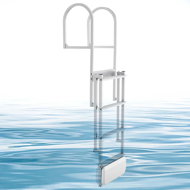 Main image of VEVOR Retractable Dock Ladder, 4 Steps, Aluminum Alloy Pontoon Boat Swim Ladder with Auto-Lift Float, Non-Slip Wide Steps, 500 lbs Weight Capacity, Adjustable Height, for Lake Pool Marine Boarding