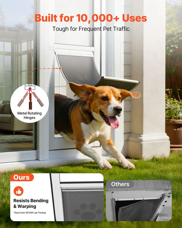 Alt view image 5 of 8 - VEVOR Dog Door for Sliding Glass Door, 75 7/8" to 80 11/16" Adjustable Height, Aluminum Alloy Frame with Flap, Lock Design, for Large-Sized Dogs, 180° Swing-Open Sliding Glass Pet Doors for Renters