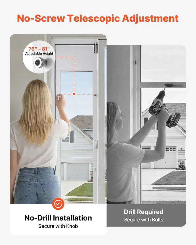 Alt view image 6 of 8 - VEVOR Dog Door for Sliding Glass Door, 75 7/8" to 80 11/16" Adjustable Height, Aluminum Alloy Frame with Flap, Lock Design, for Large-Sized Dogs, 180° Swing-Open Sliding Glass Pet Doors for Renters