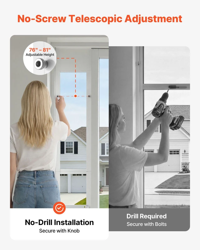 Alt view image 5 of 8 - VEVOR Dog Door for Sliding Glass Door, 75 7/8" to 80 11/16" Adjustable Height, Aluminum Alloy Frame with Flap and Rotating Hinge, Lock Design, for Large-Sized Dogs, Sliding Glass Pet Doors for Renters